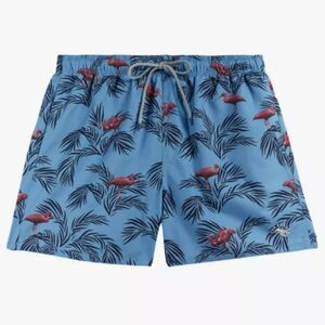TED BAKER LONDON Bredrol Printed Swim Shorts Blue Pink Bird Print Size 5 US XL